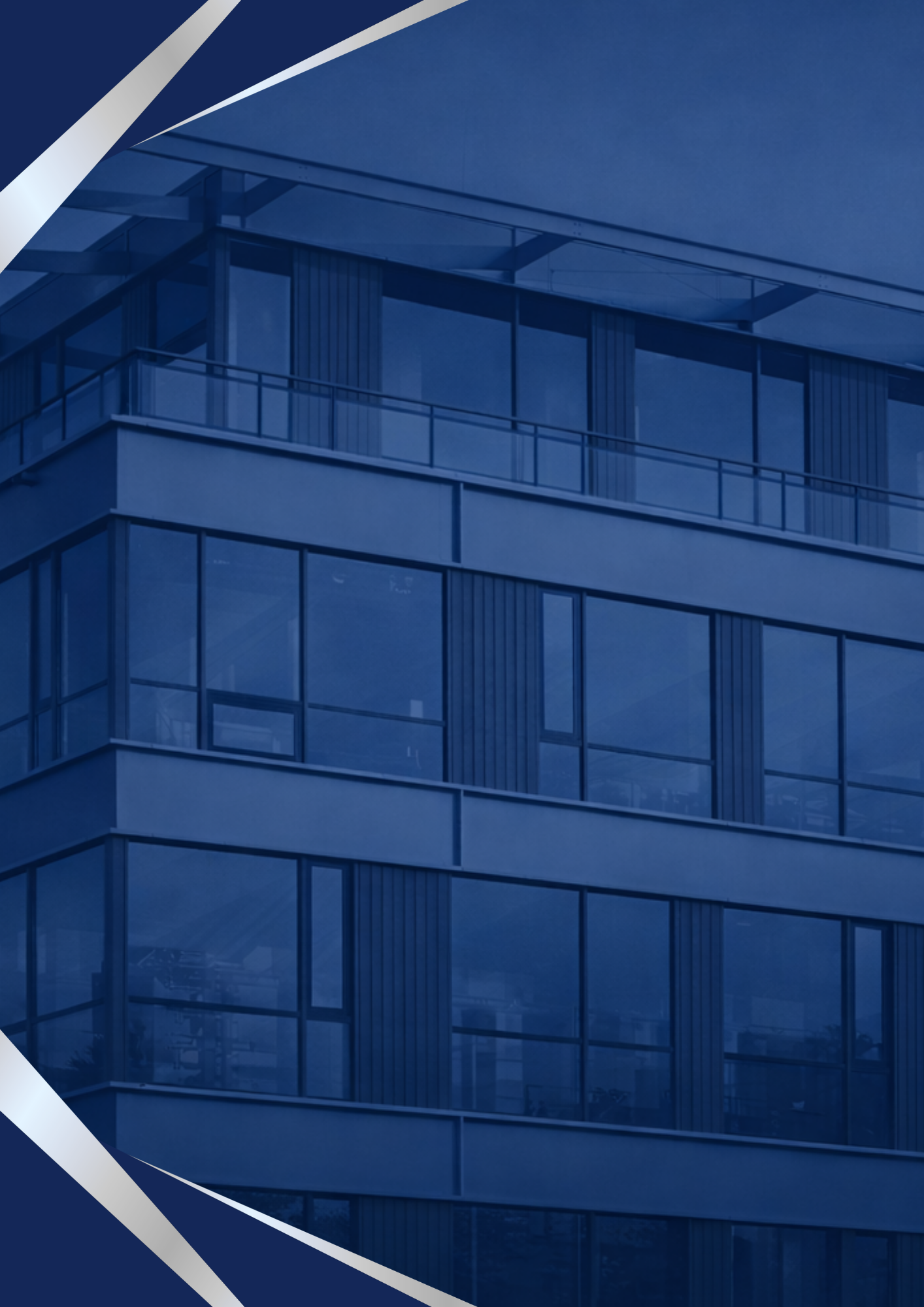 Modern building with AISK navy and silver graphic treatment